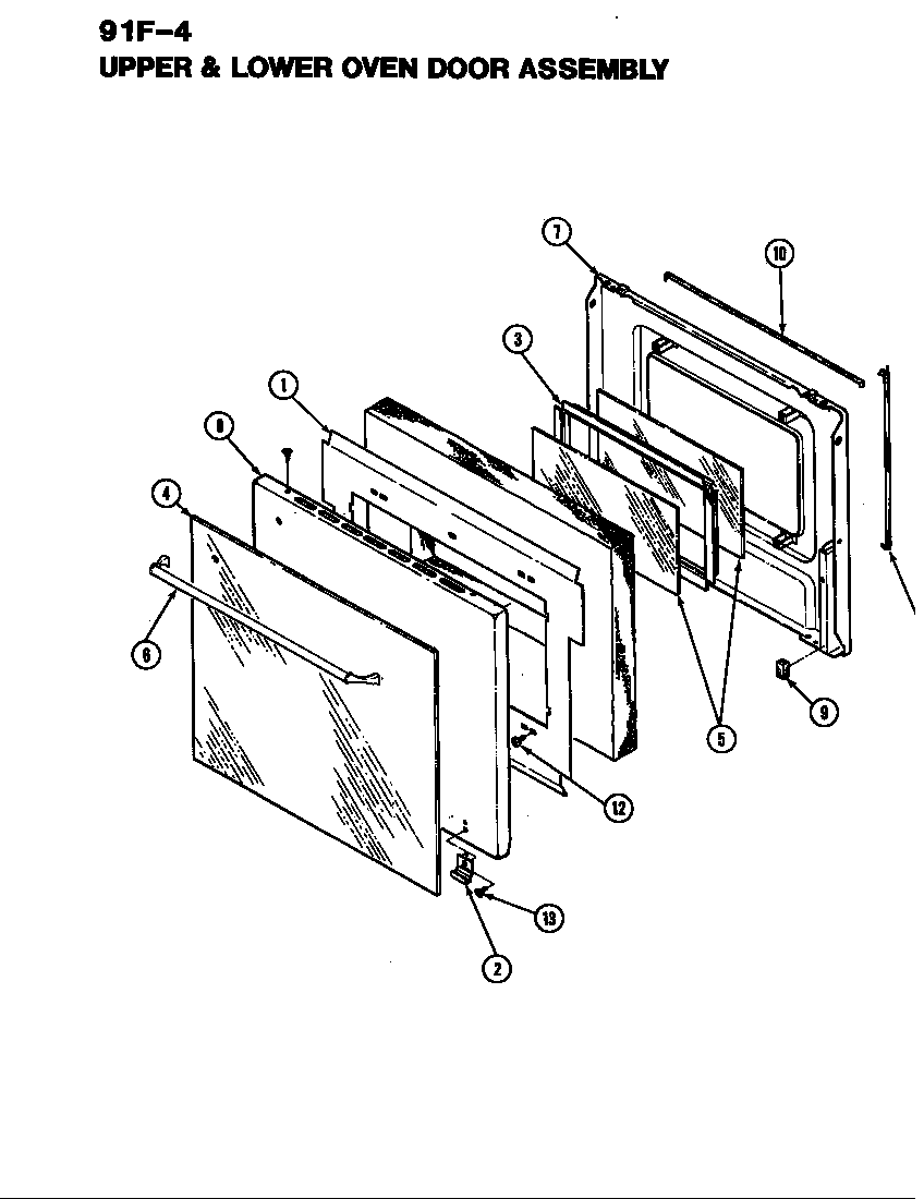 Magic Chef 91F-4KLX door (upper & lower) (91fn-4klx) diagram