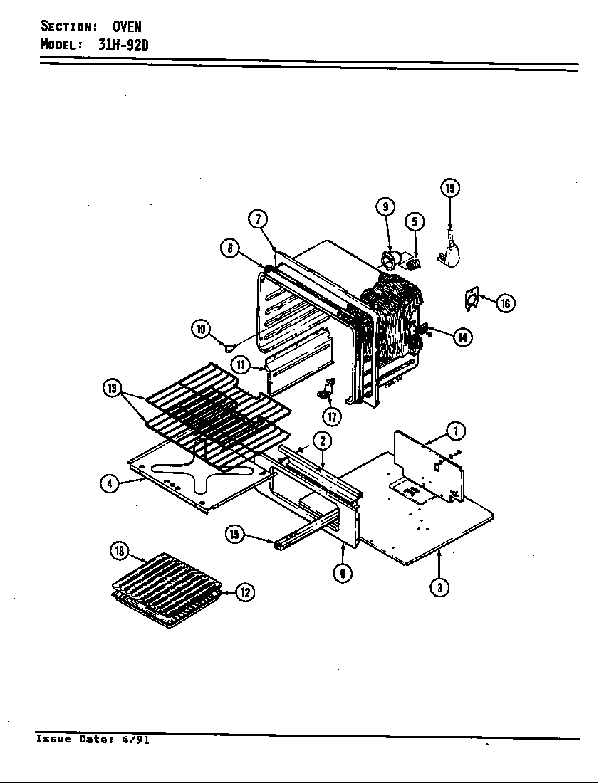 Magic Chef 31HN-92DKLX-ON oven diagram