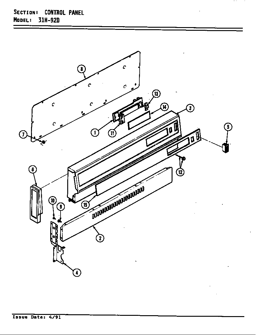 Magic Chef 31HA-92DKX-FV control panel diagram