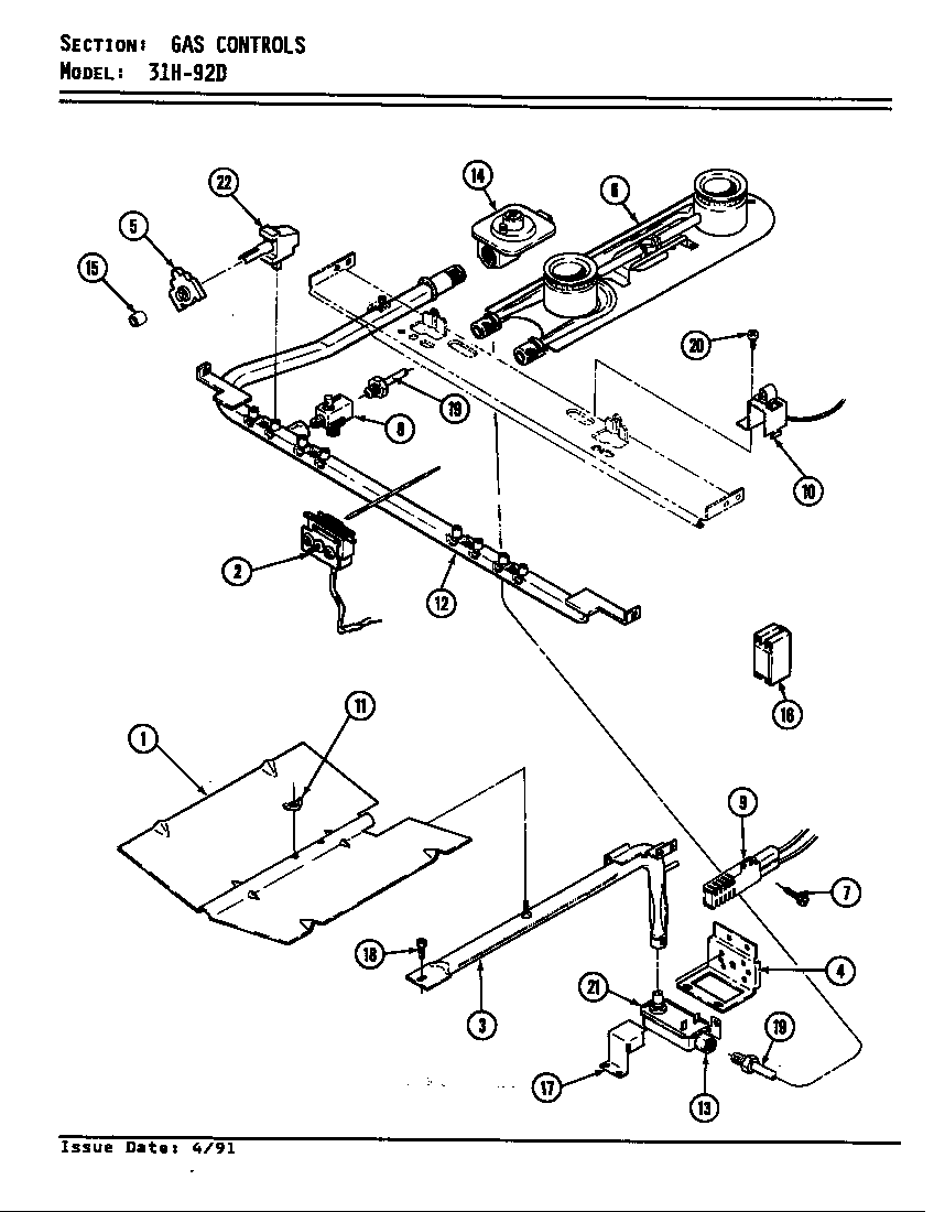 Magic Chef 31HN-92DKX-ON gas controls diagram