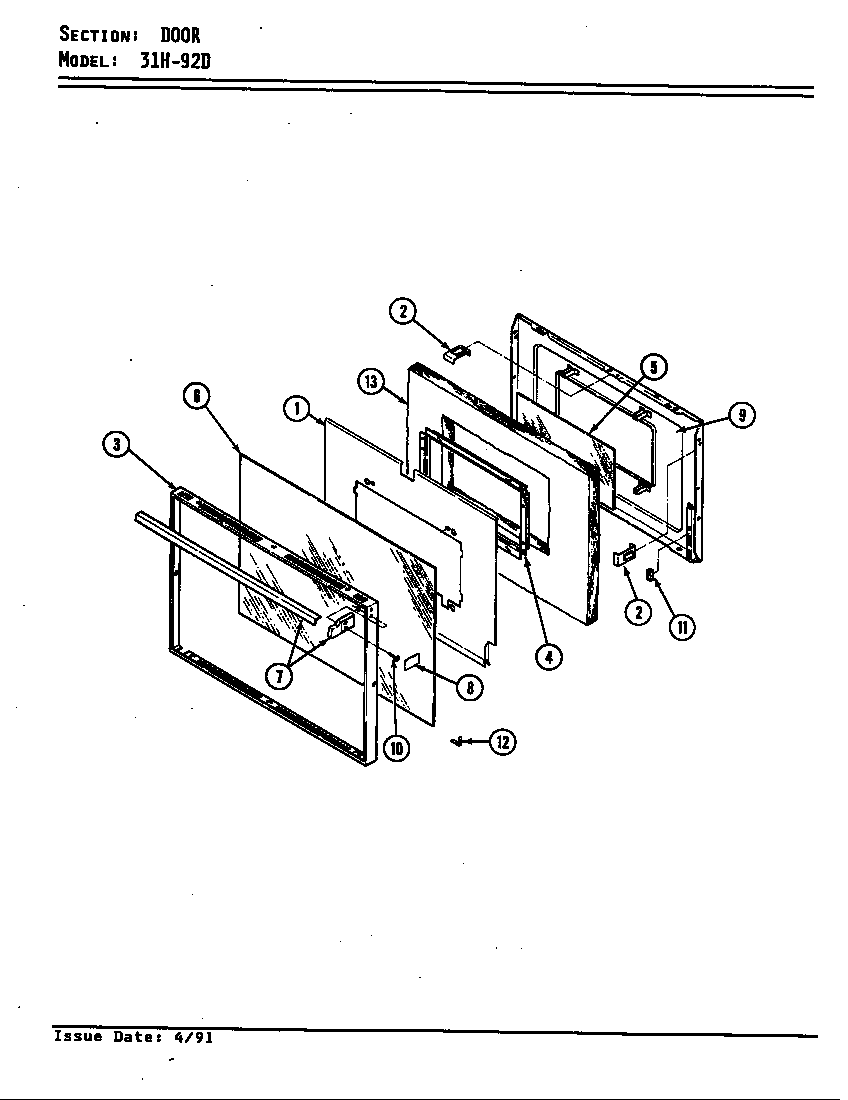 Magic Chef 31HN-92DKX-ON door diagram