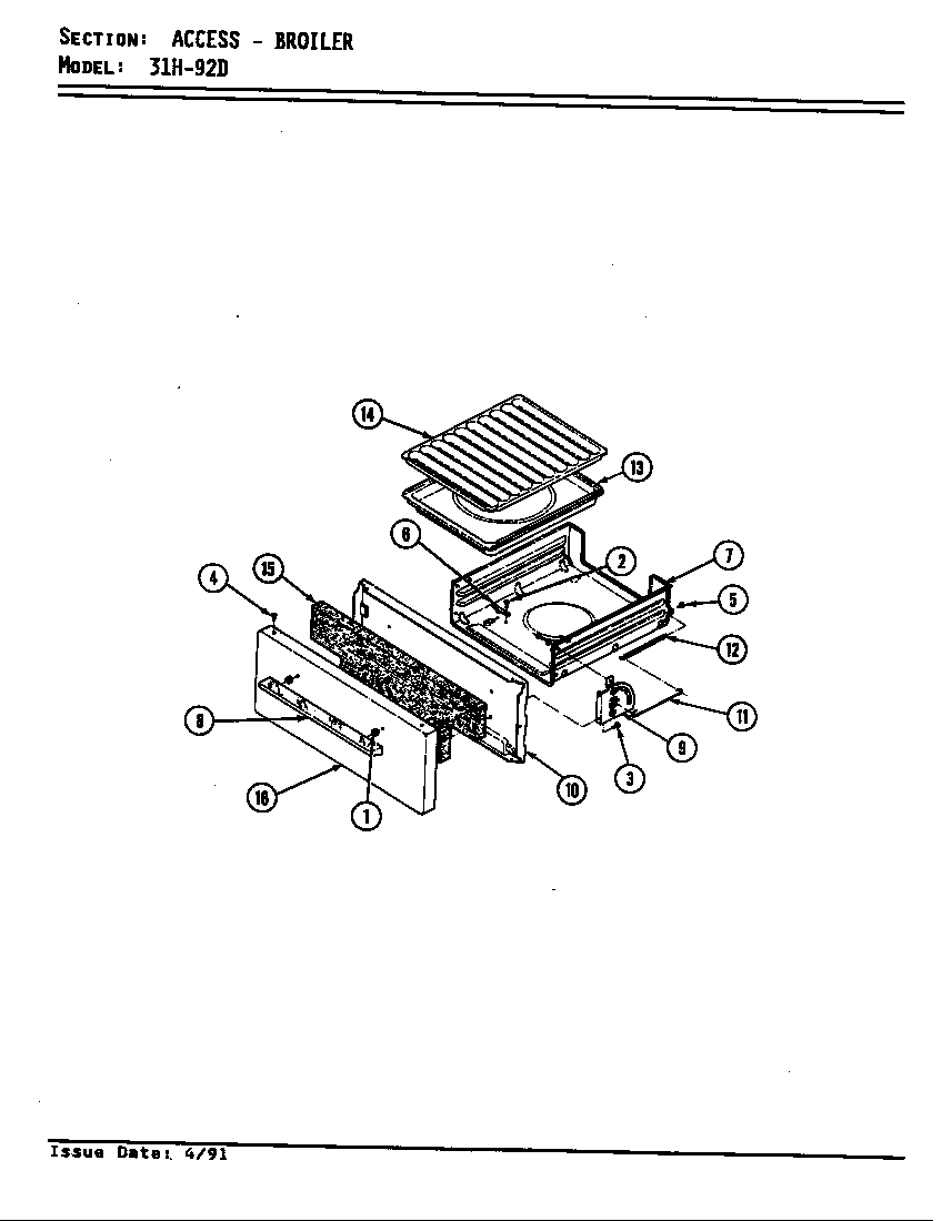Magic Chef 31HN-92DKX-ON access drawer diagram