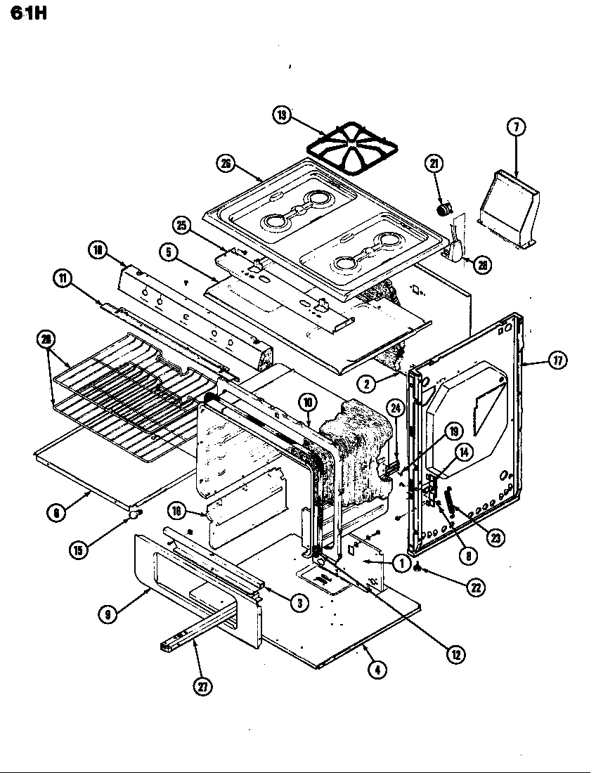 Magic Chef 61HA-1 body diagram