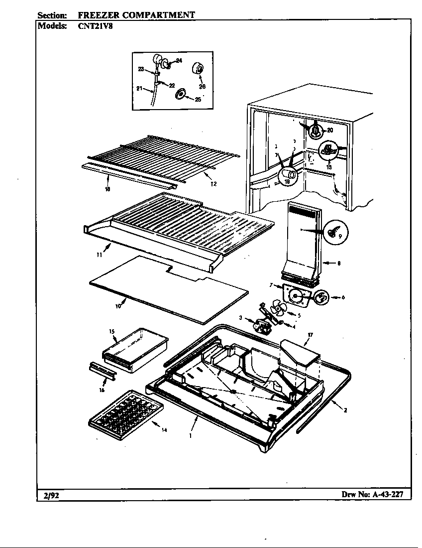 Crosley CNT21V8A/CC74A freezer compartment diagram