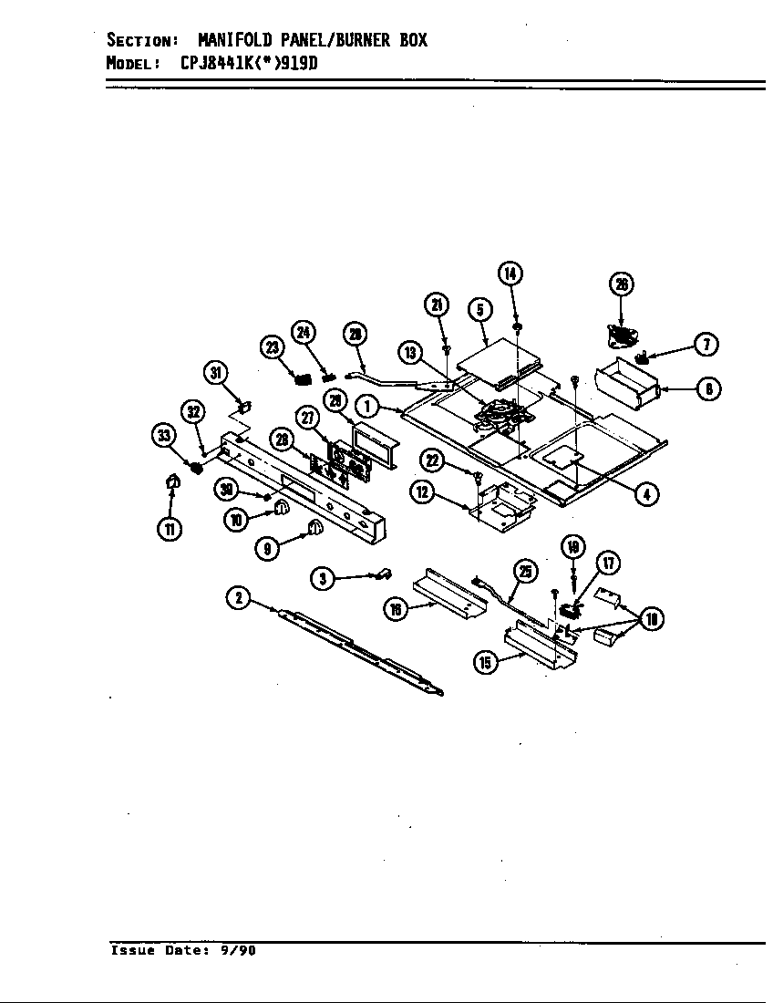 Hardwick CPJ8441KW919D manifold panel/burner box diagram
