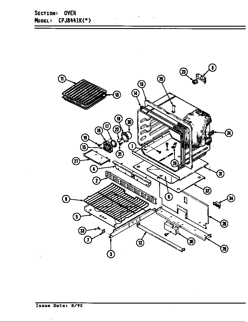 Hardwick CPJ8441KW919D oven diagram