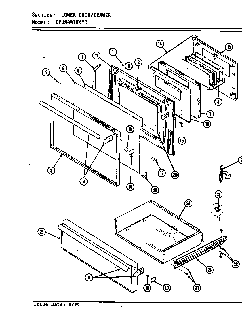 Hardwick CPJ8441KW919D lower door/drawer diagram