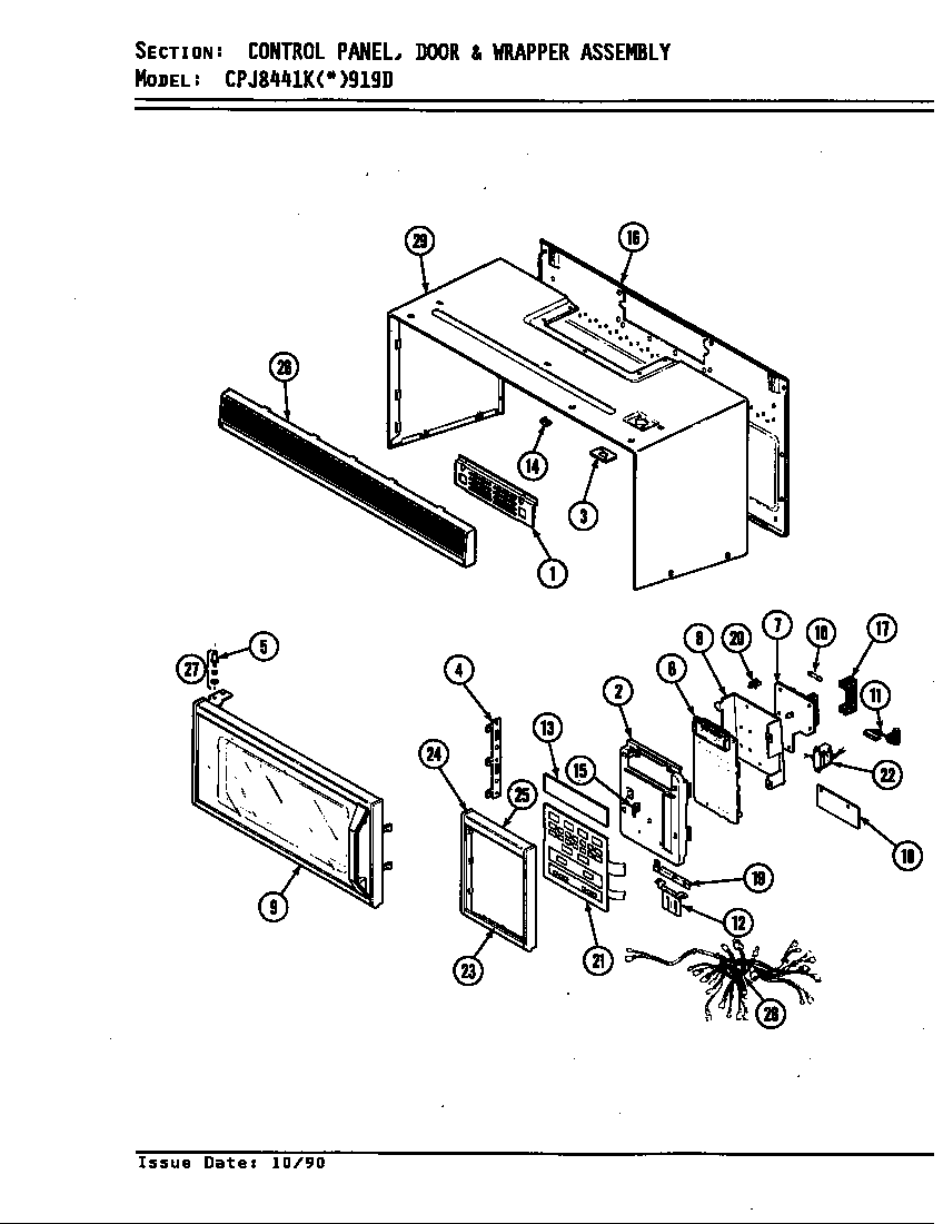 Hardwick CPJ8441KW919D control pnl, door & wrapper (microwave) diagram