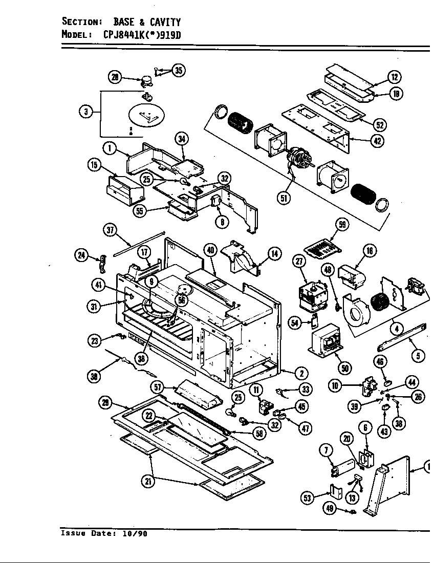 Hardwick CPJ8441KW919D base & cavity (microwave) diagram