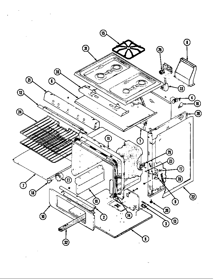 Magic Chef 31FA-8KXS-ON body diagram
