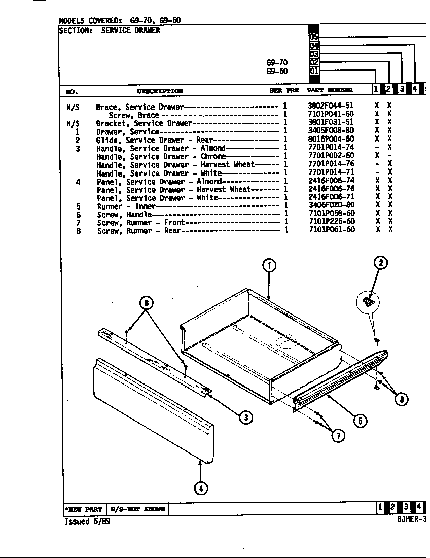 Hardwick EG972W549 service drawer diagram