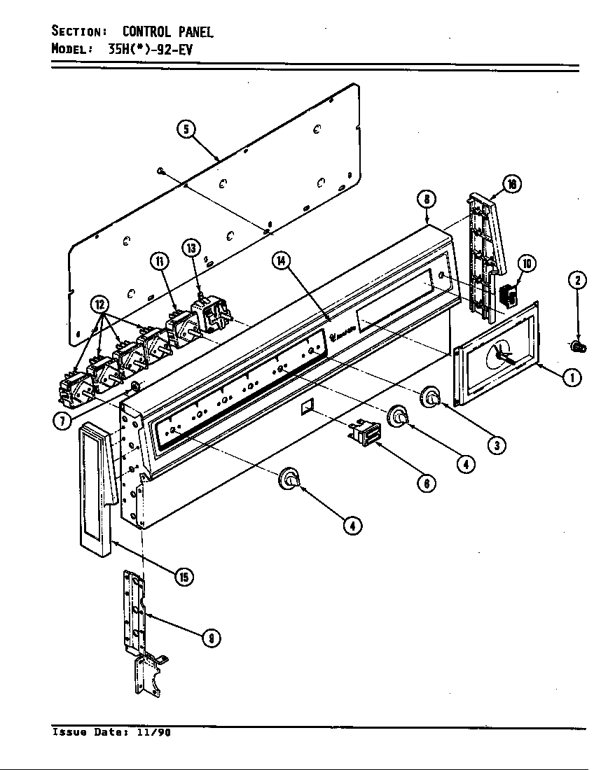 Magic Chef B35HN-92W-EV control panel diagram