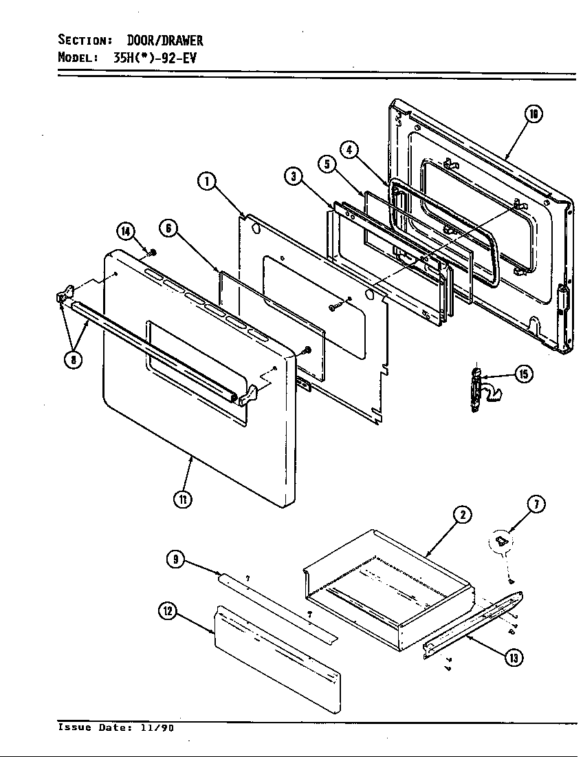 Magic Chef B35HN-92W-EV door parts diagram