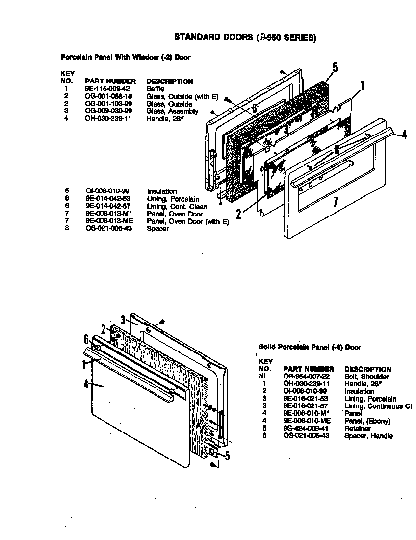 Hardwick PD-950 door (standard) diagram