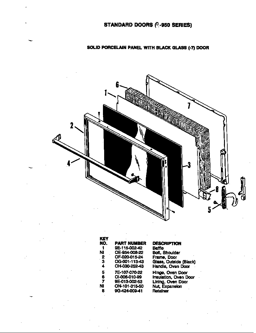 Hardwick PD-950 door (-7 model) diagram