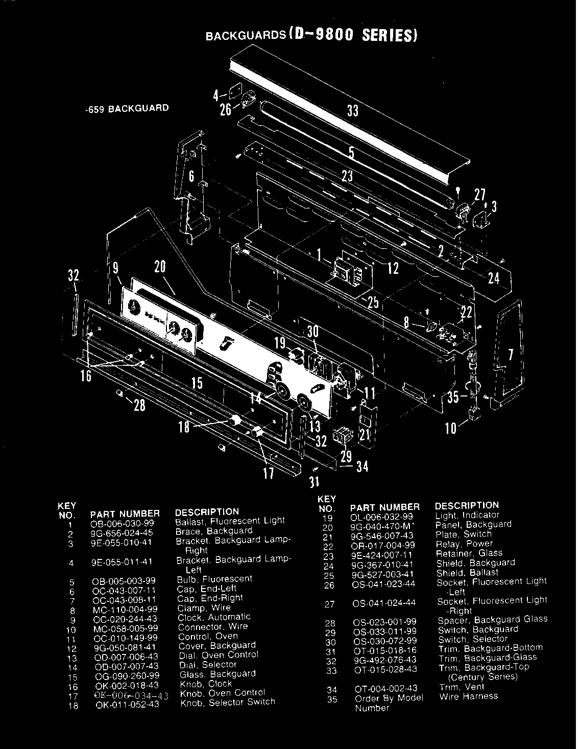 Hardwick CPD9843KA659AG control panel (-659 models) diagram