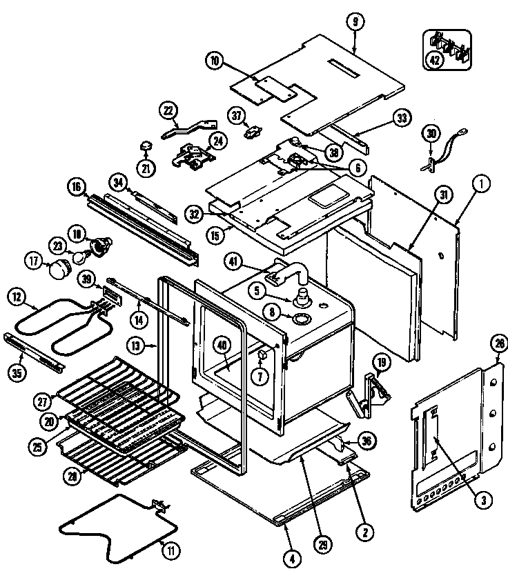 Magic Chef 9845XUB body/oven diagram