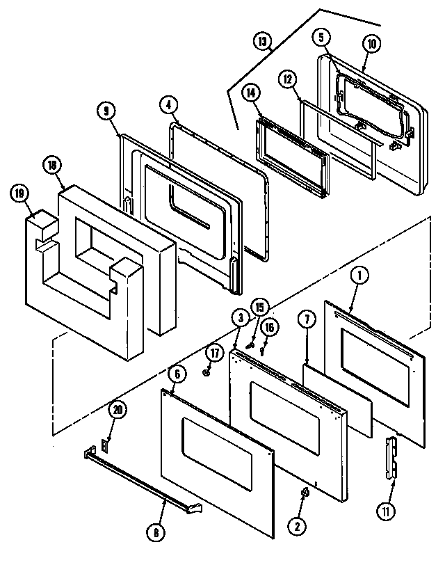 Magic Chef 9845XUB door diagram