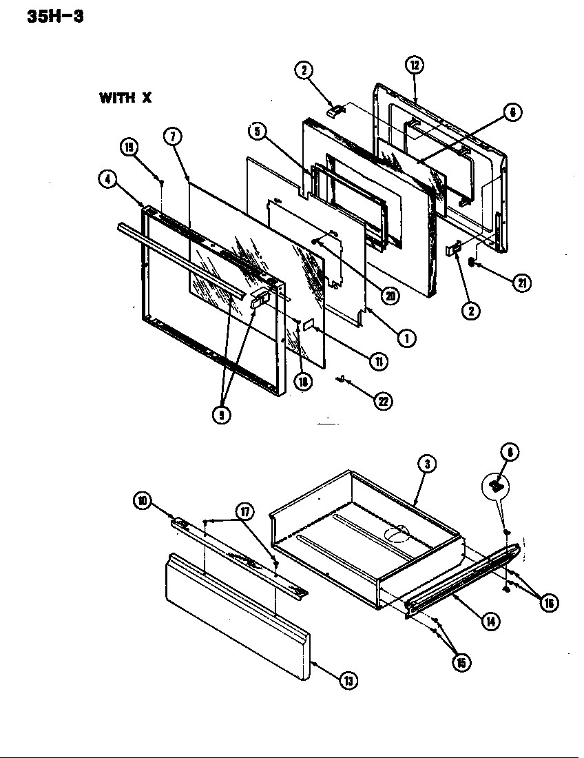 Magic Chef B35HN-3EX-ON door parts diagram