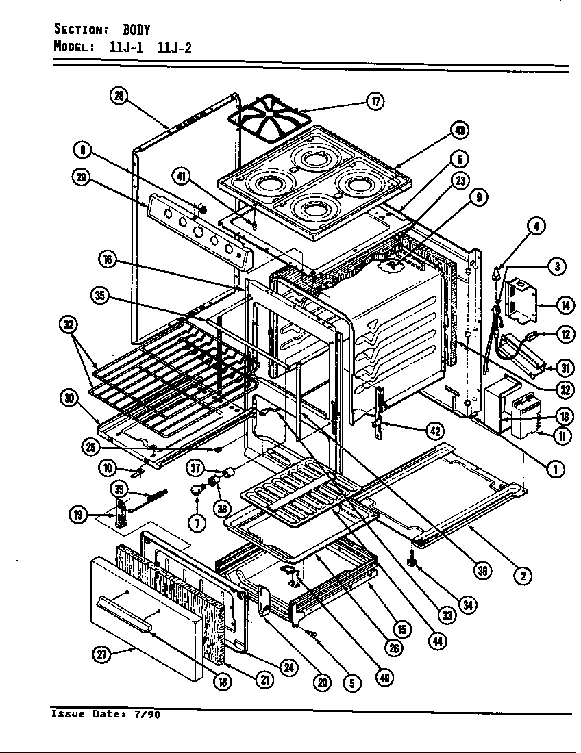 Magic Chef 11JK-2KW body diagram