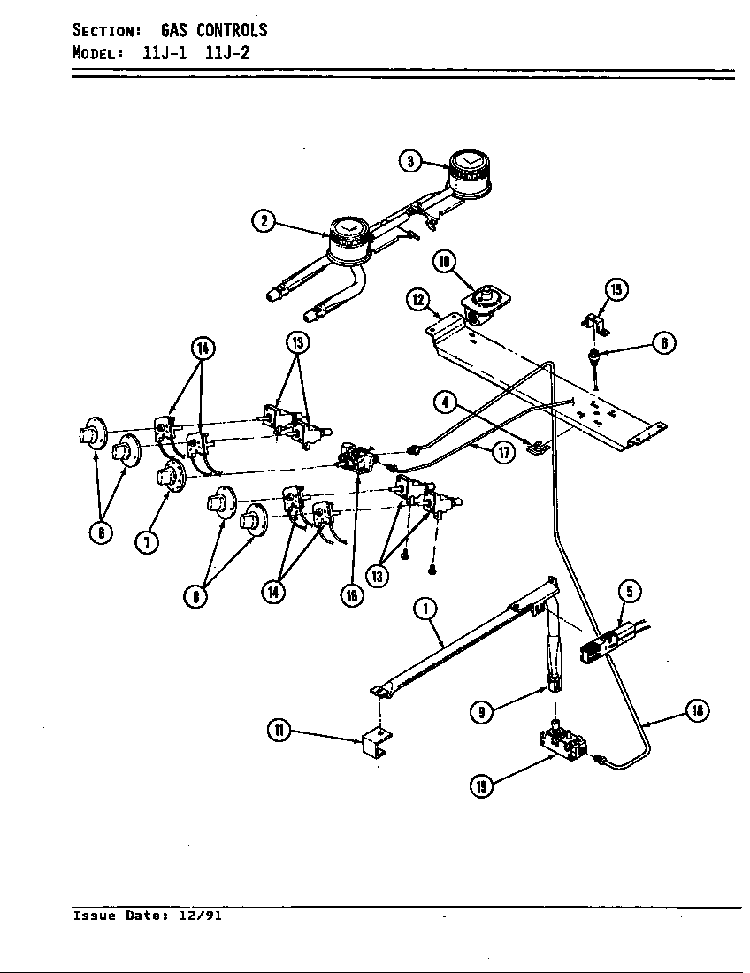 Magic Chef 11JK-2KW gas controls diagram
