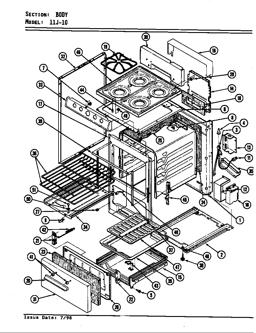 Magic Chef 11JA-10 body diagram