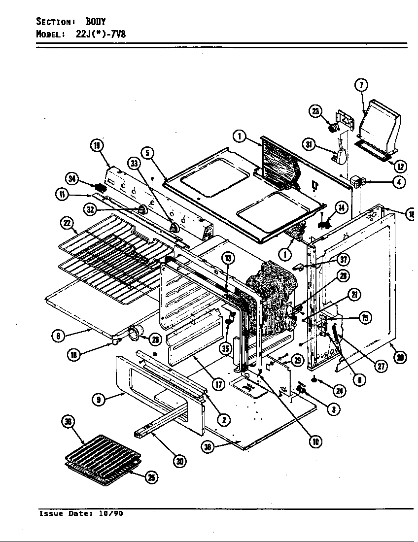 Magic Chef 22JY-7KLXV8 body-lower diagram