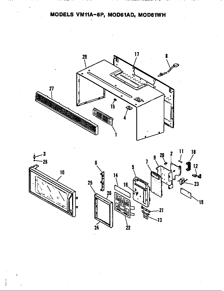 Magic Chef 22JY-7KLXV8 control panel/wrapper (vm11-8p) diagram