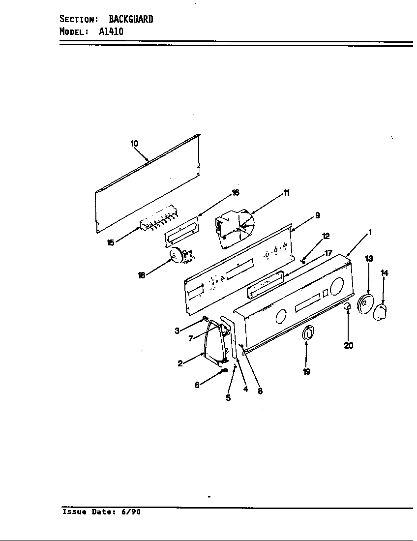 Maytag A1410B control panel (orig. - rev. d) (a1410) diagram