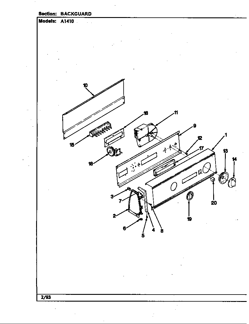 Maytag A1410B control panel (rev. e) (a1410) diagram
