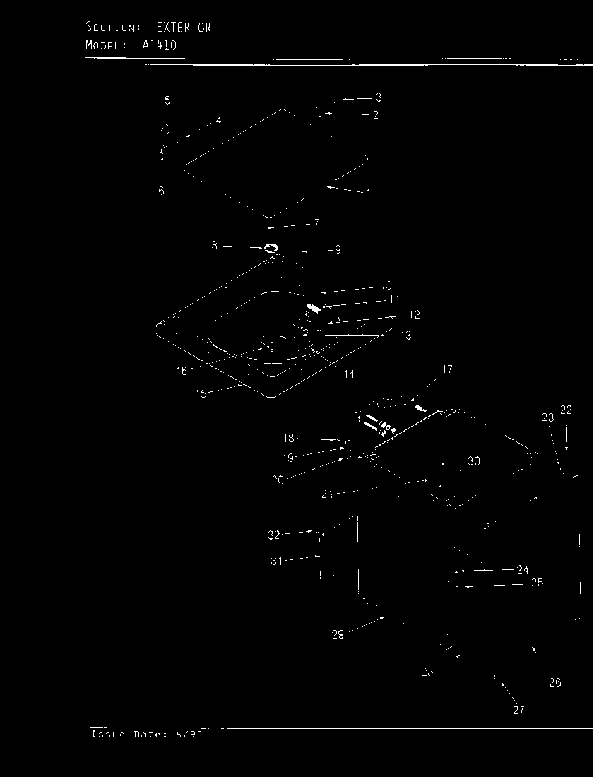 Maytag A1410B exterior (orig. - rev. d) (a1410) diagram