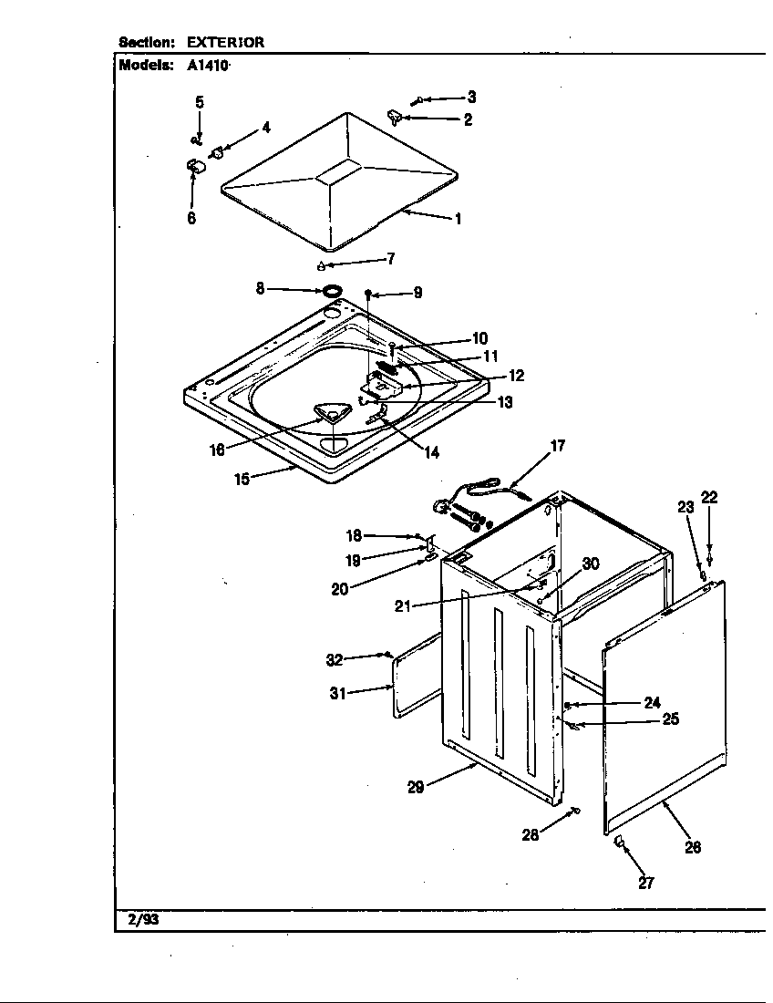 Maytag A1410B exterior (rev. e) (a1410) diagram