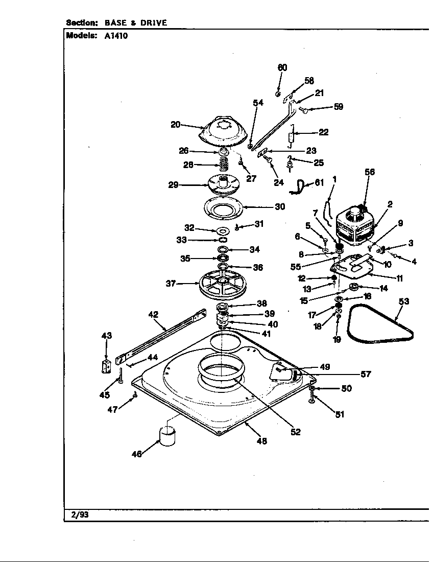 Maytag A1410B base & drive (rev. e) (a1410) diagram