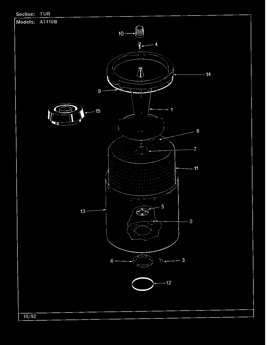 Maytag A1410B tub (a1410b orig. rev. a) (a1410b) diagram