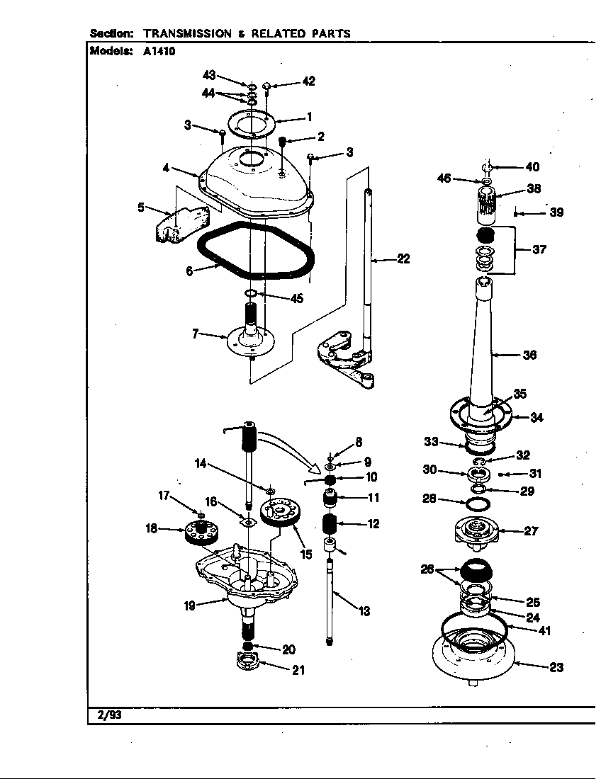 Maytag A1410B transmission (rev. e) (a1410) diagram