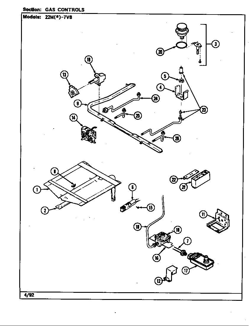 Magic Chef 22MW-7KLXV8 gas controls diagram