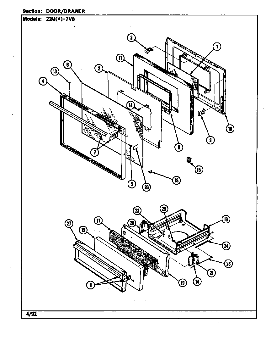 Magic Chef 22MW-7KLXV8 door/drawer diagram