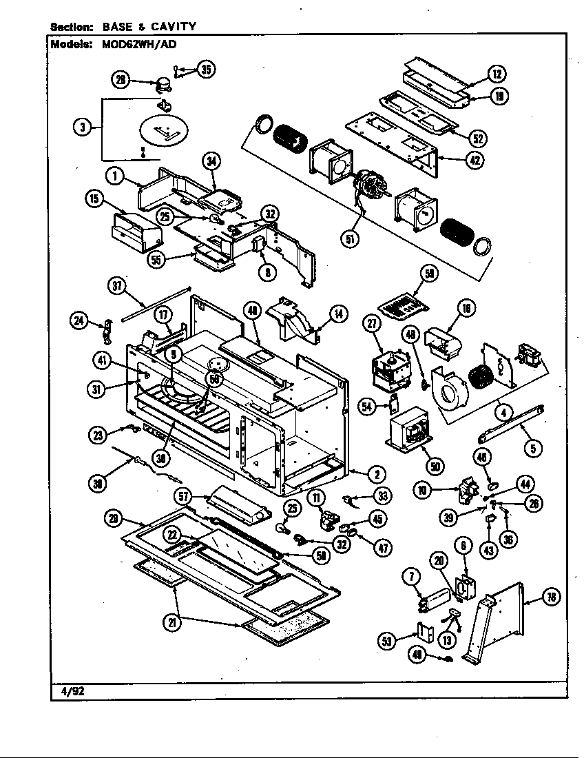 Magic Chef 22MW-7KLXV8 base & cavity (mod62) diagram