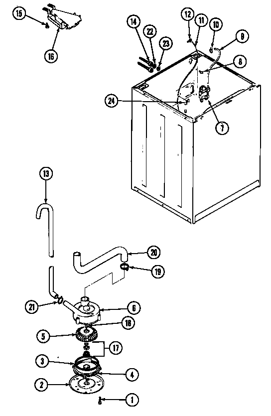 Maytag SHWA2501W motor & pump diagram