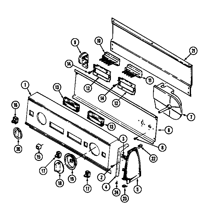 Maytag SHWA2507V control panel diagram