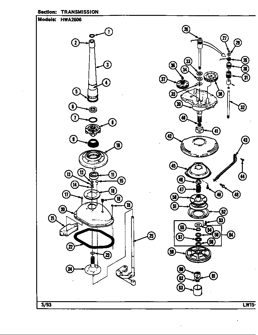 Maytag HWA2606W transmission diagram