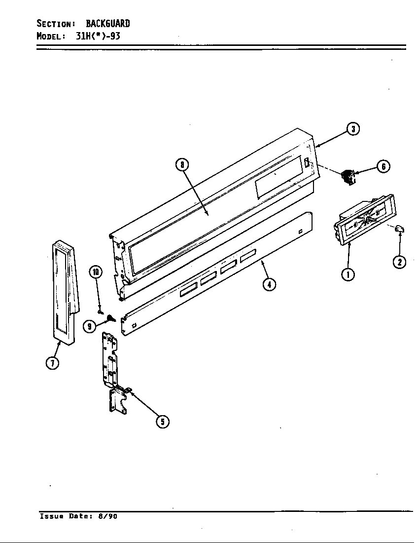 Magic Chef 31HA-93KX-ON control panel diagram