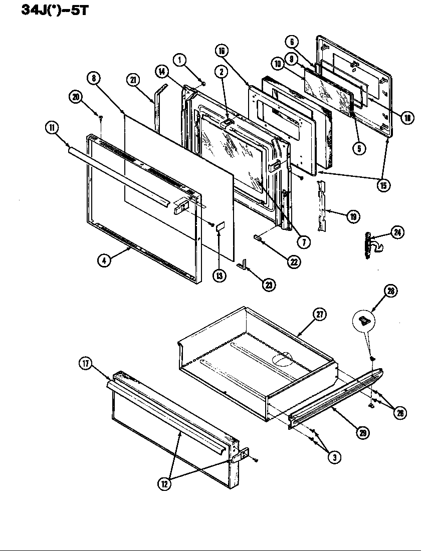 Magic Chef 34JA-5TKVW door diagram
