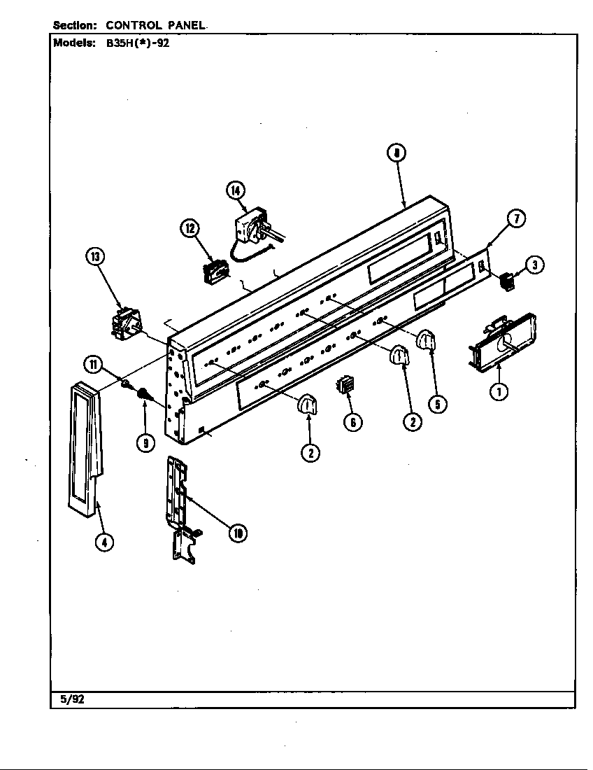 Magic Chef B35HA-92X-ON control panel diagram