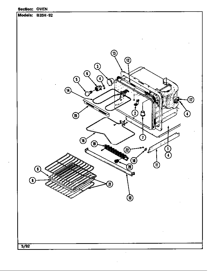 Magic Chef B35HA-92X-ON oven diagram