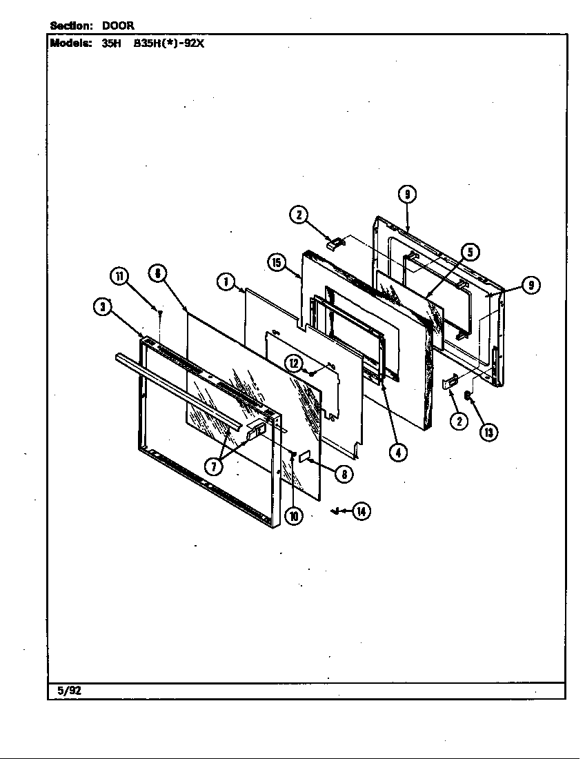 Magic Chef B35HA-92X-ON door diagram