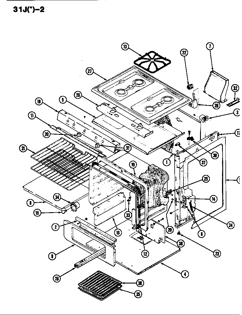 Magic Chef 31JN-2KLX-ON body diagram