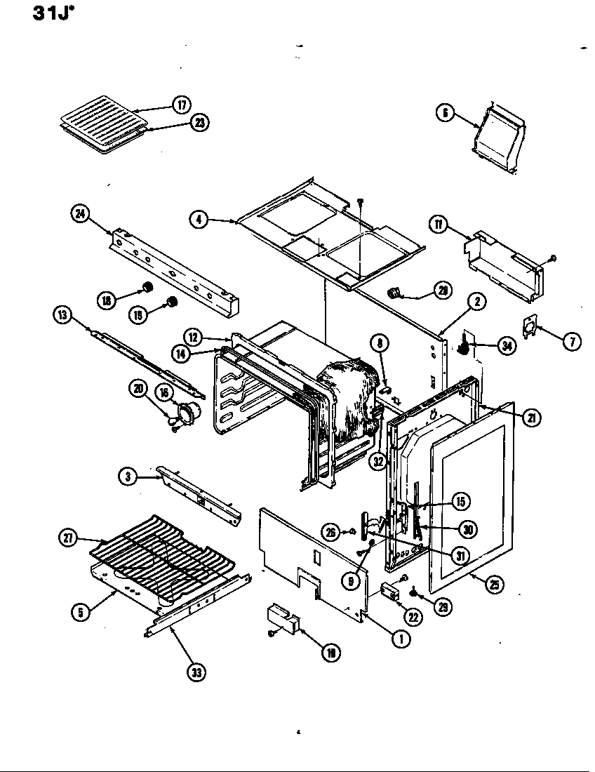 Magic Chef 31JA-5KLX body diagram