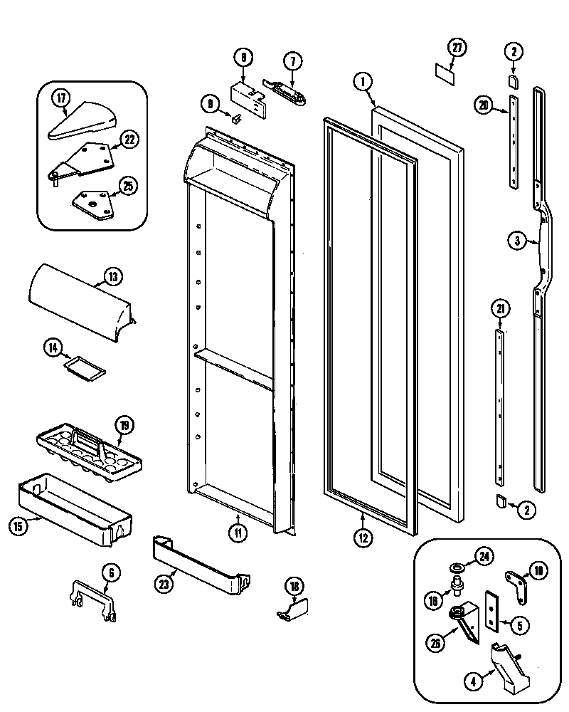 Admiral RSWA228AAM fresh food door diagram