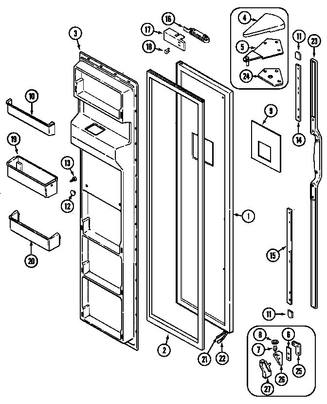 Admiral RSWA228AAM freezer door diagram